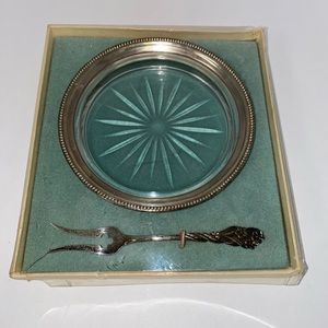Frank M Whiting & Co Sterling. Wine coaster, and Lemon Fork antiques